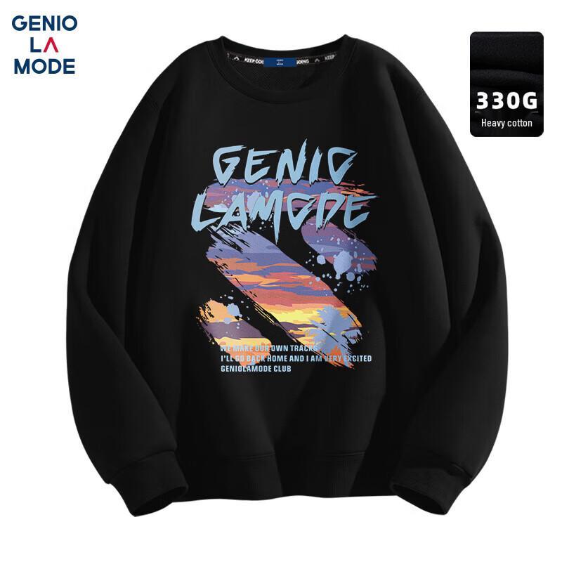 GENIOLAMODE Men's Letter Print Round Neck Sweatshirt