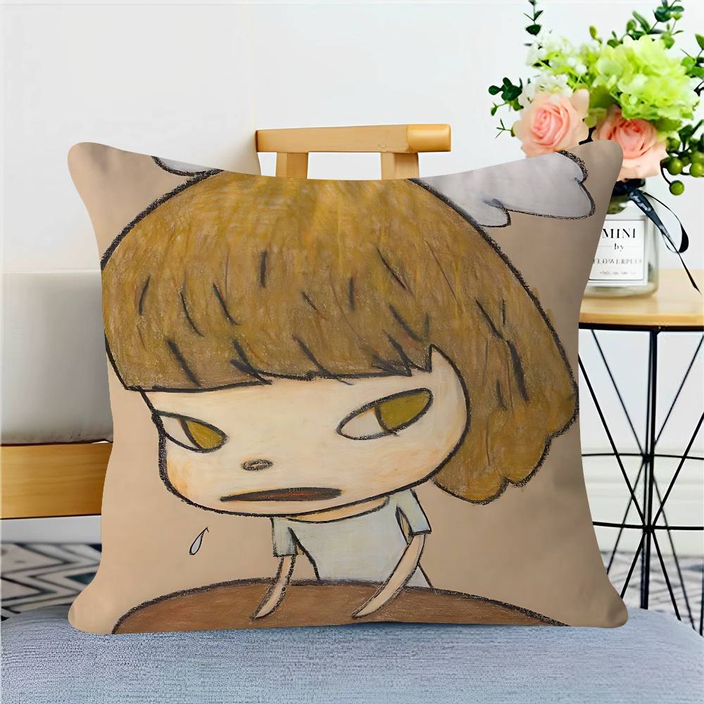 Арт Y-Ёситомо-Нара Наволочка для спальни и дивана в гостиной Декоративная наволочка 12x12Inch