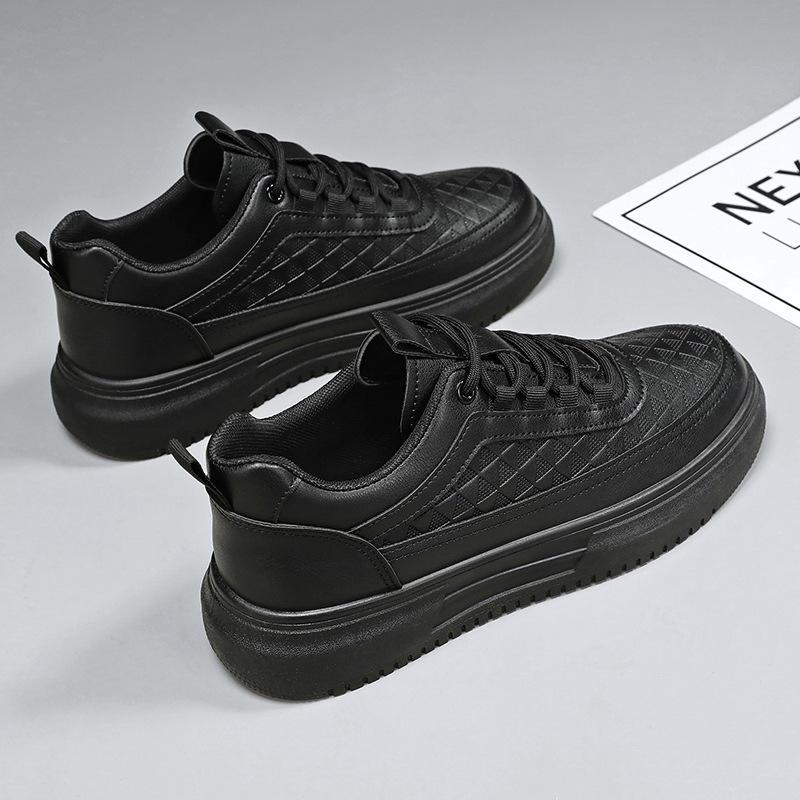 Spring Men's Breathable White Korean-Style Trendy Thick-Soled Casual Skate Shoes