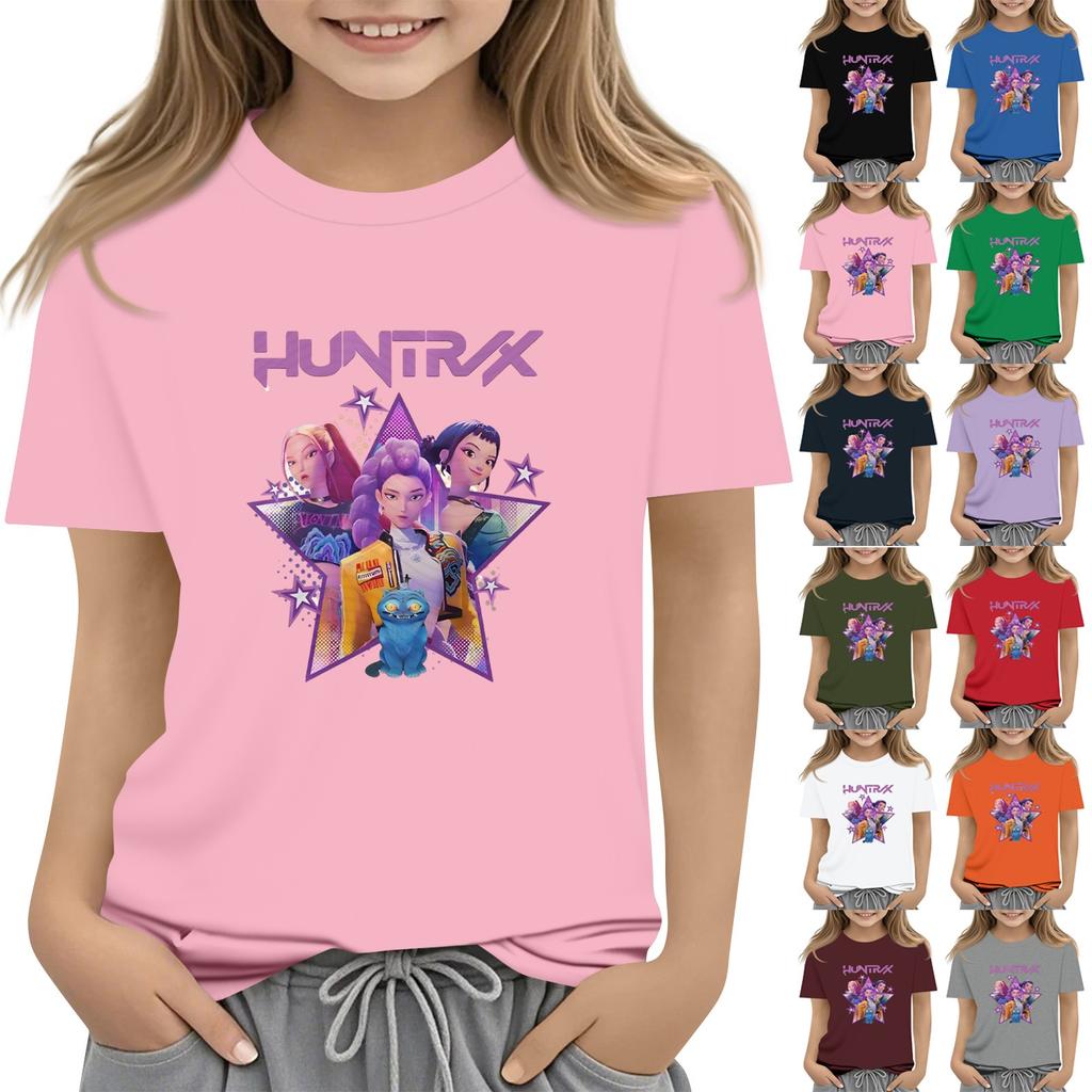 Boys Girls Round Neck Casual Printed Short-sleeved T-shirt Top