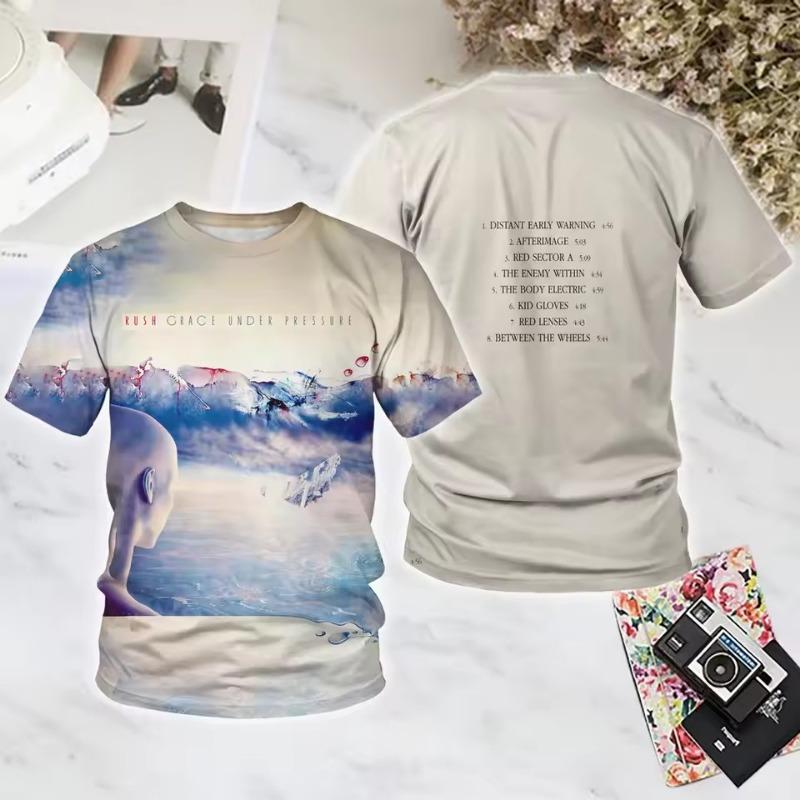 Popular Rock Rush 3D Print T-shirts Summer New Men Women Hip Hop Trend Short Sleeve TShirt Street Loose Casual Oversized Y2k Top