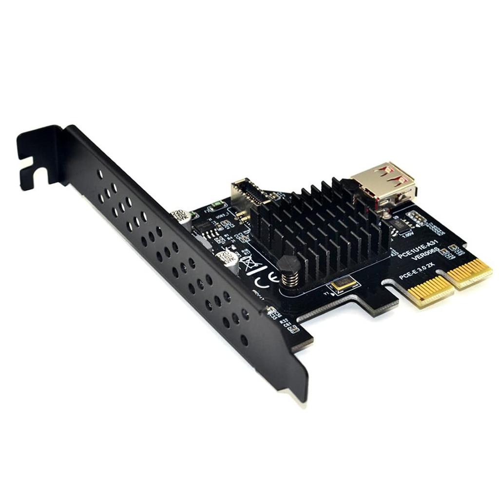 ChenYang 2-Port USB 2.0 & USB 3.1 Gen 2 Type-E Front Panel Socket - PCI-E 2X PCI Express Expansion Card Adapter.