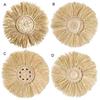 Straw Ornament Creative Vintage Wood Beads Round Woven Macrame Wall Straw Decor for Farmhouse