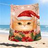 1pc Christmas Cat Decorations Outdoor Flannel Blanket , Machine Washable Perfect Gift for Birthday , Holiday Travel Accessory , Durable Material