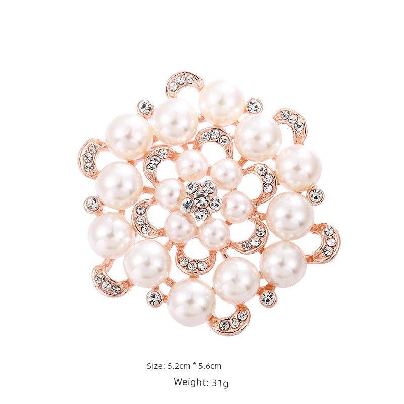 SUNFLOWER Pearl Brooch Pin File Rhinestone Wedding Dress Collar Pin Fashion Fashion Costume Accessories
