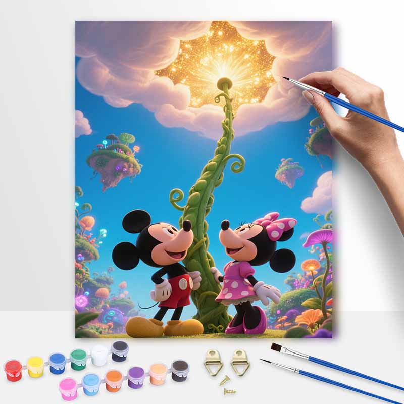 Disney Digital Oil Painting Art Painting Mickey and Minnie Fantasy Garden Handmade Diy Home Decorations