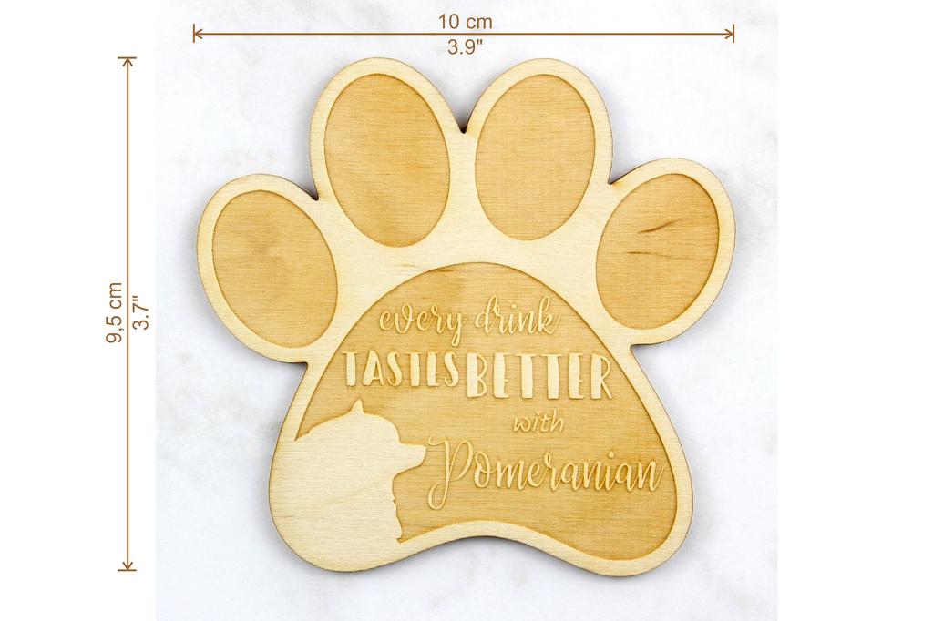 Câine Pomeranian, Cățel Pom, Spitz Pitic - Suport pentru cană, suport gravat cu câine, cadou pentru iubitor de câini de la marca Art-Dog