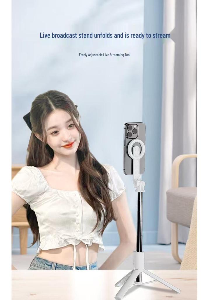 New Portable Magnetic Selfie Stick with 360° Rotating Phone Holder & Extendable Tripod