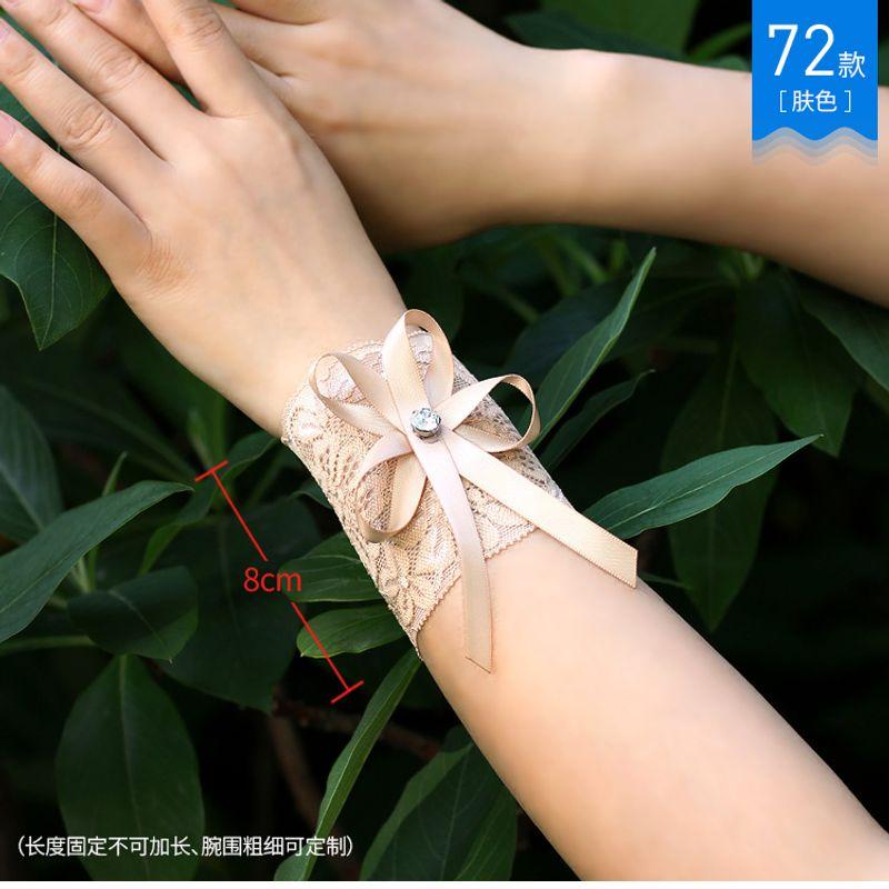 

Trendy Women s Scar-Covering Short Thin Lace Wrist Sleeves Wristband Bowknot Sun Protection Gloves Wrist Protector 72 paragraph single All yards