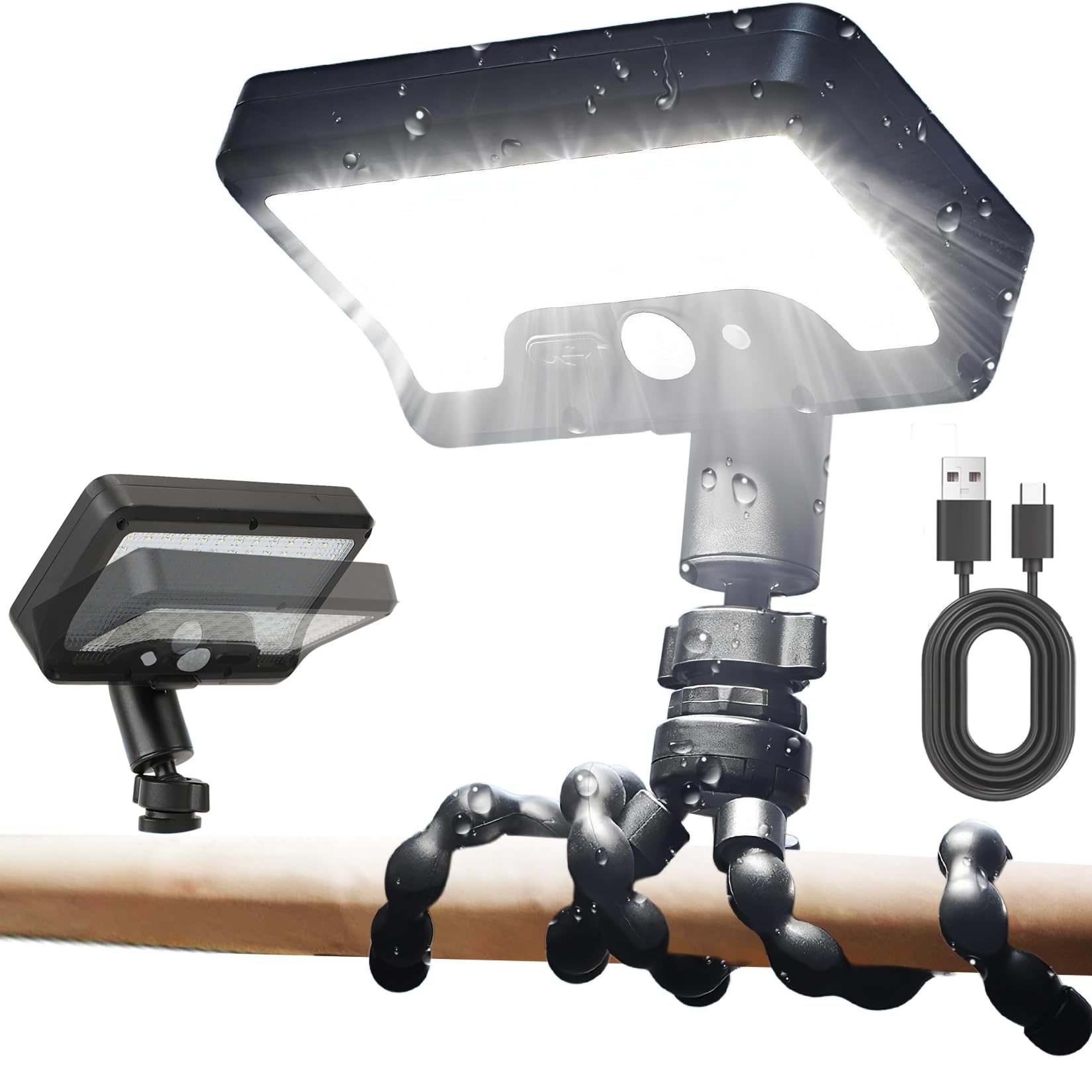 

Solar Light for Outdoors, Motion Sensor Light with Flexible Tripod, 1000lm, High Brightness, 6500K Daylight White, 3 Sensing Modes, BrightnessMotion