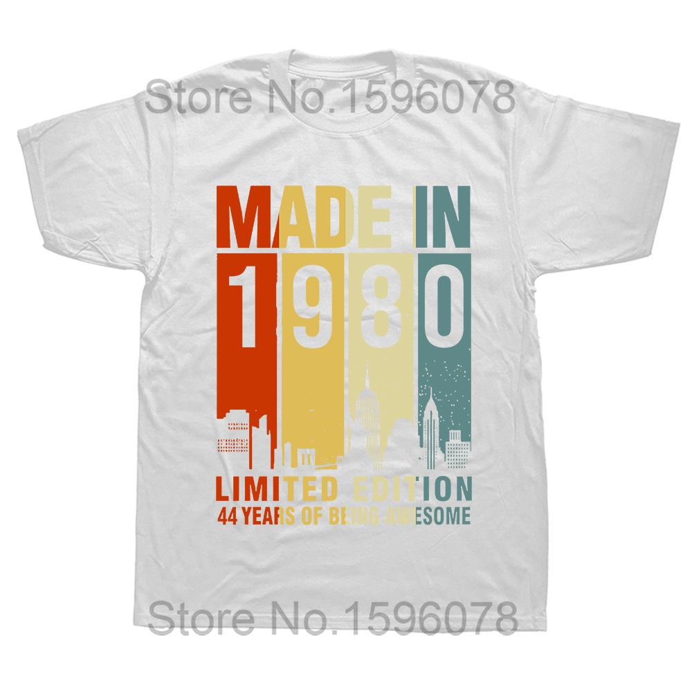 Made in 1980 Birthday Gifts 44 Year Old 44th Bday Present T Shirt Men Printed T-shirt Fashion Short Sleeve Anniversary Tee Tops