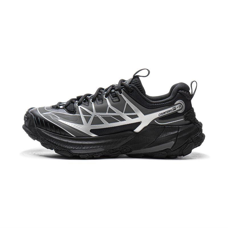 Li Ning Outdoor CF Tracing, Yijie 2.0 TPU Low Top Hiking Shoes Unisex Black Silver AHTV039-2