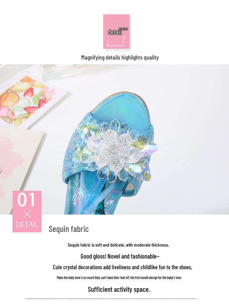 Princess Aisha 2026 Girls' Sandals – Summer Open Toe with Snowflake Rhinestone