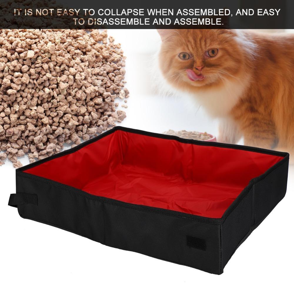 Easy To Clean Cat Litter Tray Semi Closed Cat Toilet Folding Cat Litter Box Outdoor Camping