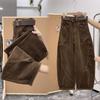 Winter 2025 Women's High Waist Retro Corduroy Slimming Wide Leg Floor-Length Pants