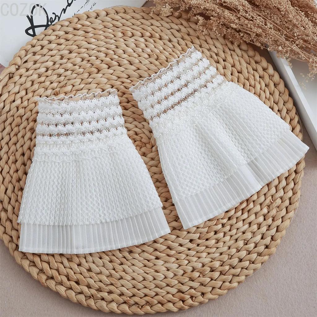 Cross-border Pleated Mesh Lace Sleeves Women's Decorative Cuffs Replacement Fake Sleeves