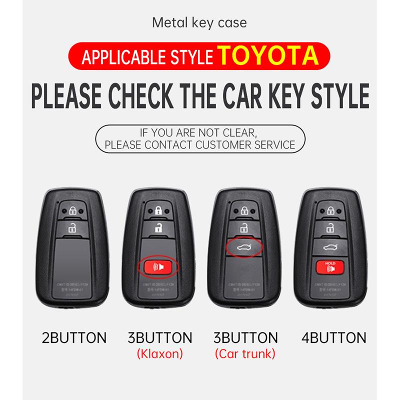 Metal Car Remote Key Case Cover For Toyota Corolla Hybrid 2021 Rav4 Camry Highlander Prius C-HR 2018 2019 2020 2022 Accessories