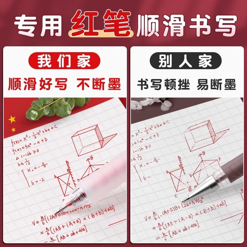 M&G Push-type Gel Pen 0.5 mm Red, quick-drying ink, soft gel grip, suitable for school and office stationery.