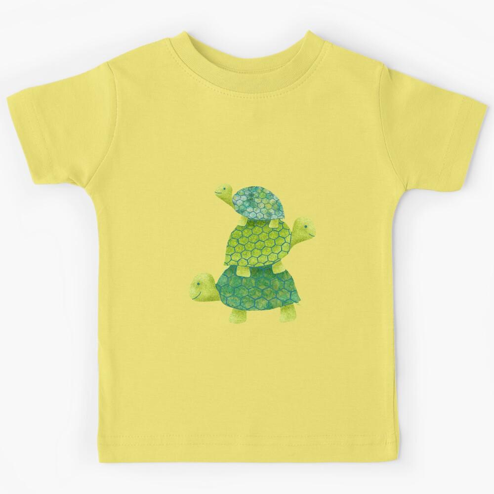 Cute Turtle Stack in Teal, Lime Green and Turquoise Kids T-Shirt 170