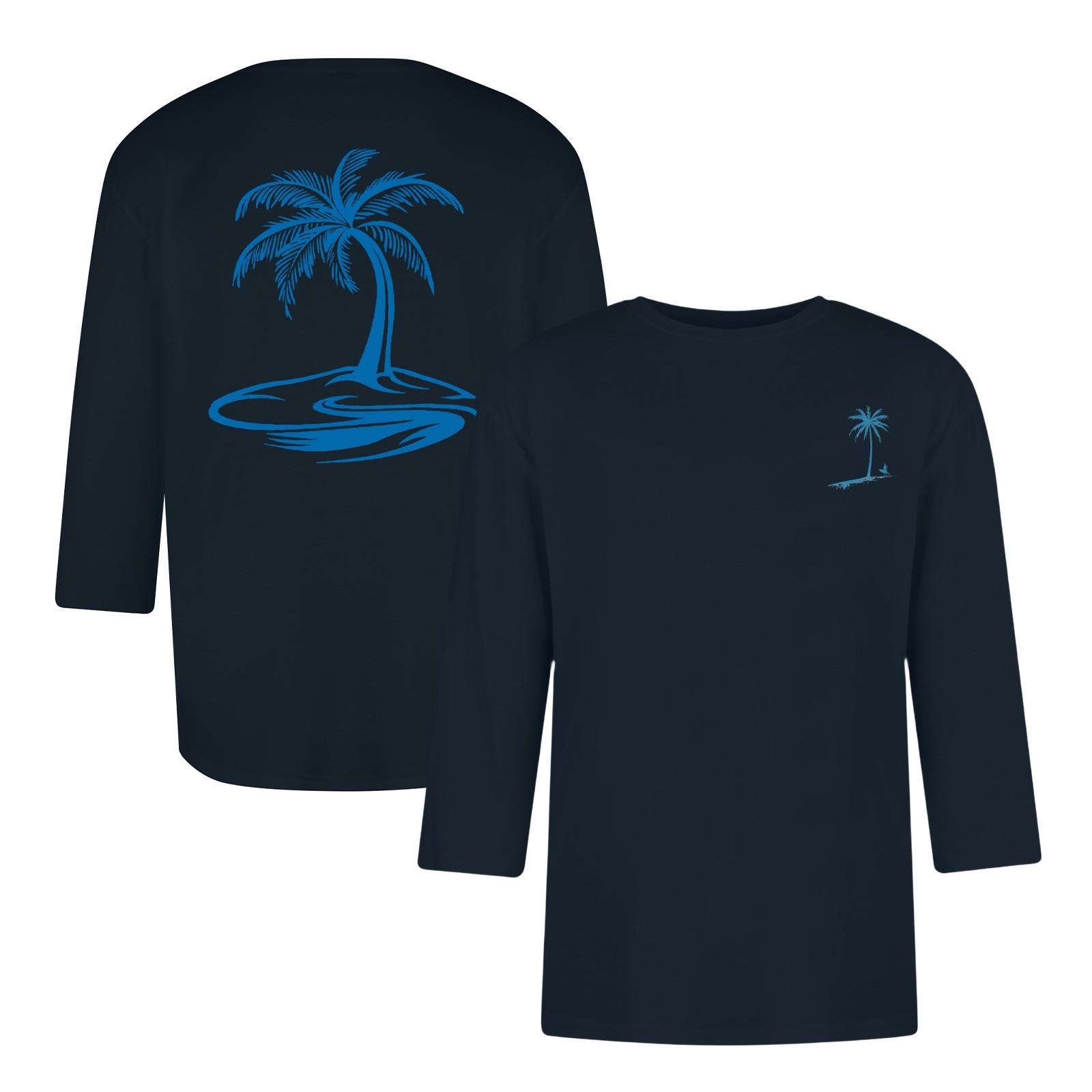 

Мужская повседневная и модная футболка с принтованным воротником и рукавами три четверти L тёмно-синий