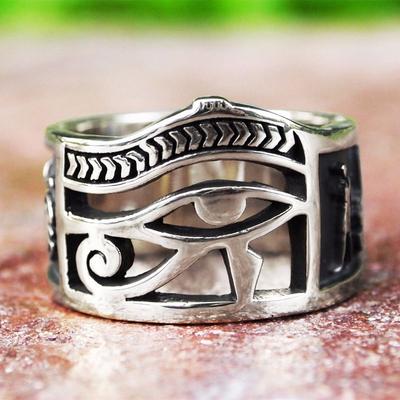 Cooler Herren Ägyptischer Ankh Skarabäus Auge des Horus Ra Ring Edelstahl Größe 6-15
