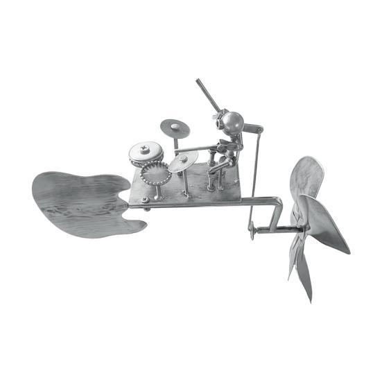 

Металлическая ветряная мельница Барабанщик ручной работы Ветряная вертушка Всепогодная фигурка перкуссиониста Ветряная мельница Уличная вертушка