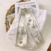 Green Flower Gift Box Silk Scarf Tie Bag Ribbon for Women, Non-Slip Stretchy Headband Wrap, Yoga Skincare Gym Workout Daily Cute