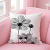 Black White Flower Cushion Cover Soft Plush Throw Pillow Cushion CoverDoubleSided Printed Pillow Case for Sofa Home Decor