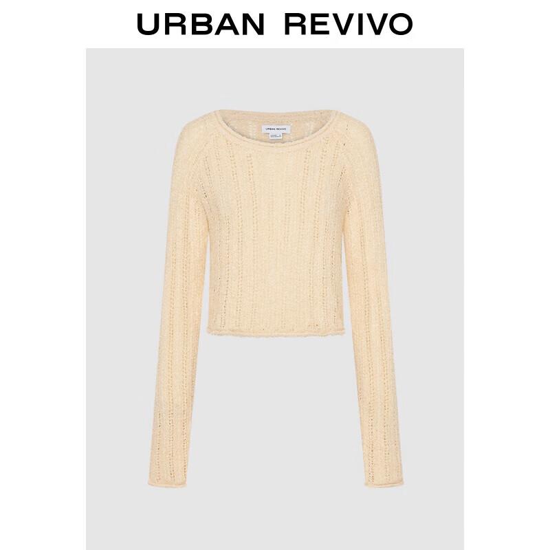 

Женский вязаный свитер UR с вырезами, круглым вырезом и длинными рукавами XL