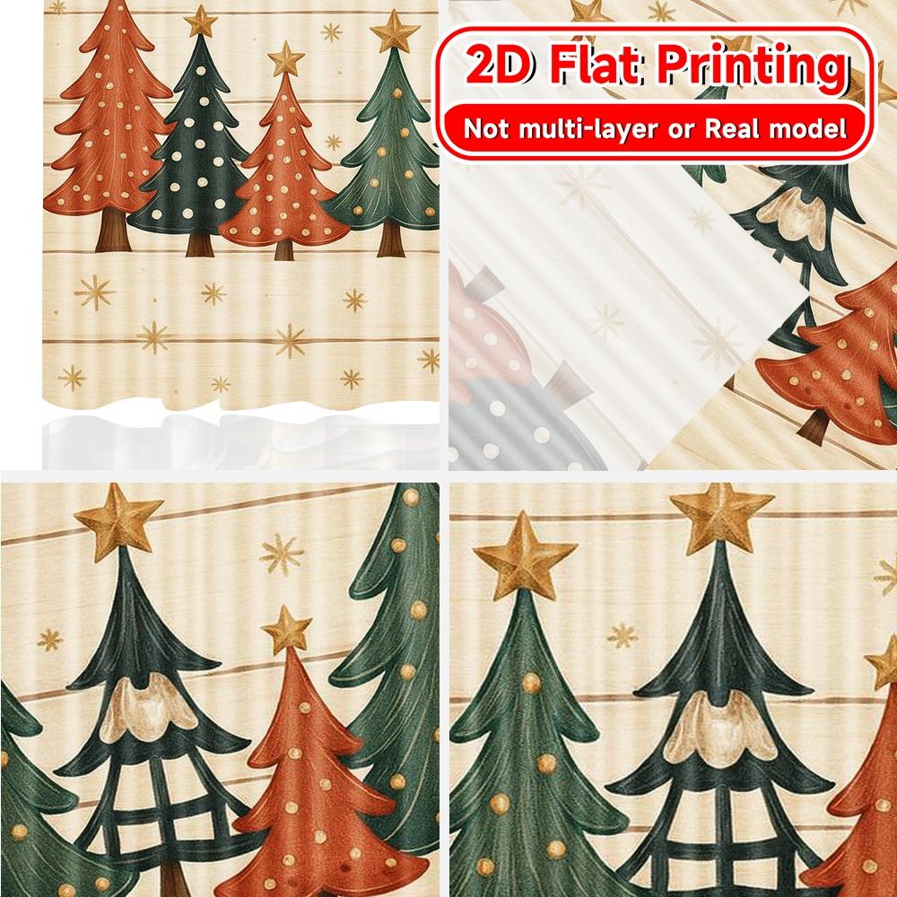 2D Flat Printing  2pcs FestiveTrees Modern Contemporary Curtains 100% Polyester Curtains Decorations for Grey   Semi-Transparent