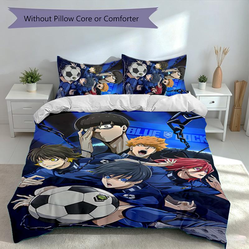 3pcs B-BLUE L-LOCK Themed Duvet Cover Set, Includes 1 Duvet Cover and 2 Pillowcases,Skin-Friendly&Comfortable Fabric,Suitable Bedding Sets