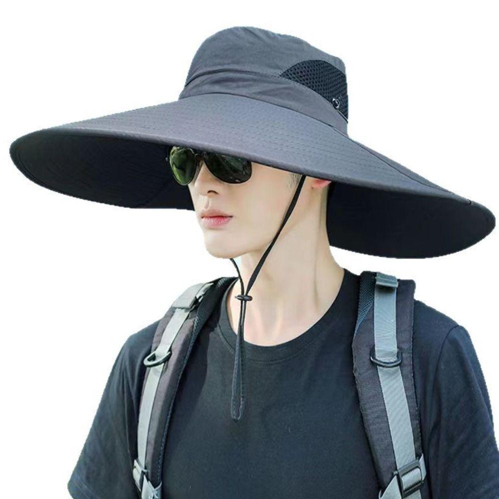 Wide Brim Women Beach Hat Polyester Hat for Men Summer Foldable Men's Bucket Hat  Fishing