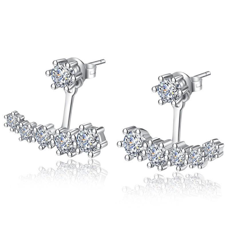 Sterling Silver S925 Zircon Six-Claw Earrings for Women