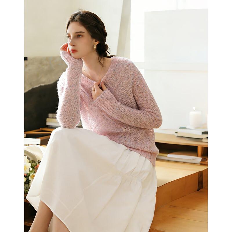 Women's Premium Wool Mohair Blend Shimmer Knit Sweater