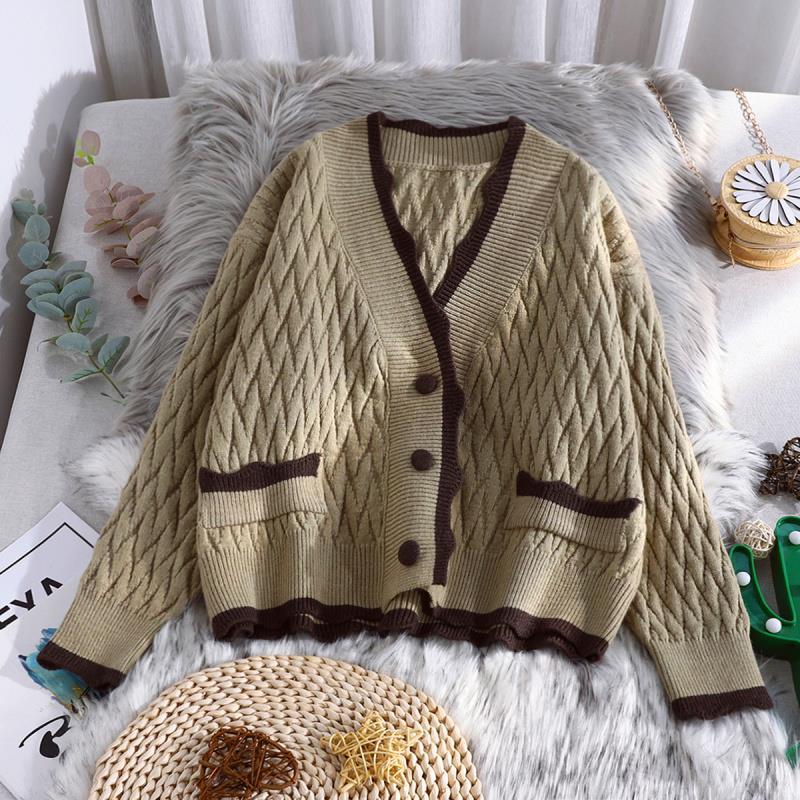 Short Knitted Cardigan for Women Spring Autumn Korean Loose Lazy Style Top Student Sweater Coat