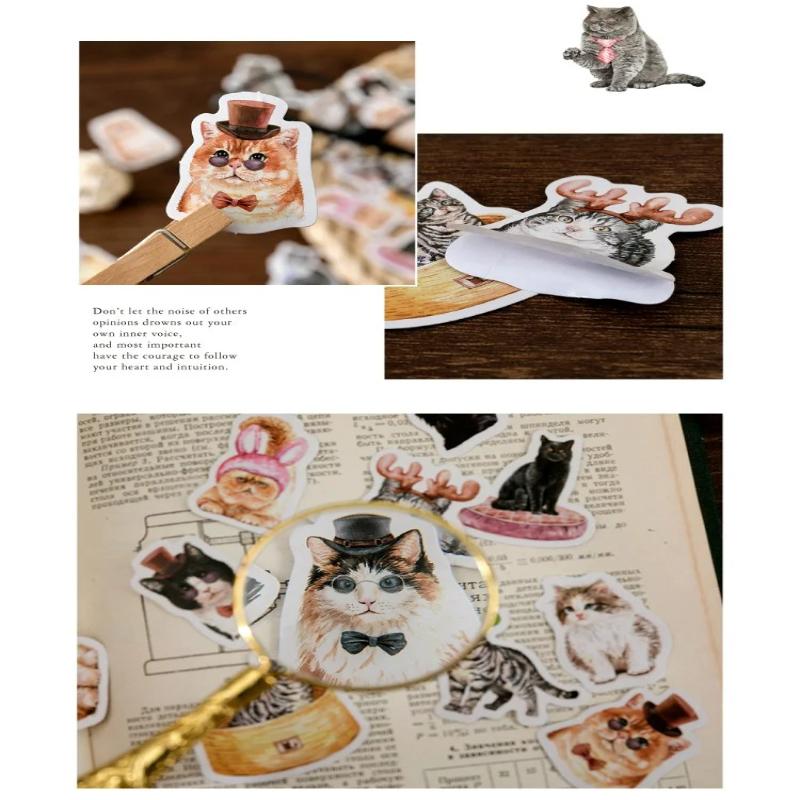 45Pcs/box Cat Collection Cute Boxed Kawaii Decoration Stickers Planner Scrapbooking Stationery Japanese Diary Stickers