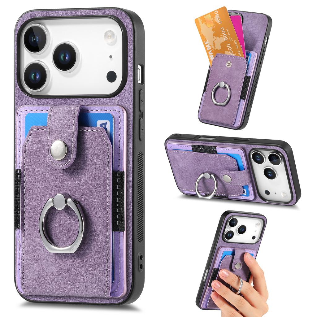 Magnetic Ring Holder Cards Solt Wallet Protective Leather Case for IPhone 17 Pro Max 16 Plus 15 14 13 12 11 Air 16E Phone Cover
