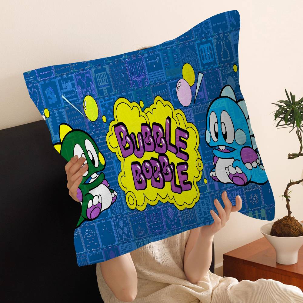 Cartoon Bubble Bobble Game Cushion Cover Pillow Cover Decor Pillowcase Printed Cushion Case for Couch