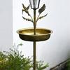 Durable Iron Sun Powered Bird Water Dish With LED Lights For Outdoor Decoration And Wildlife Viewing Day And Night