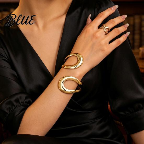 Adjustable Opening Ring 2Pcs/Set Bracelet Set for Women Design Bangle