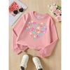 European Sizes Colorful Hearts Love Design Girls' Fashionable Crewneck Sweatshirt, Western Top, Children's Long Sleeved Casual Tee