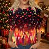Women's Fashion Casual Christmas Print Three-Quarter Sleeve Neck T-Shirt