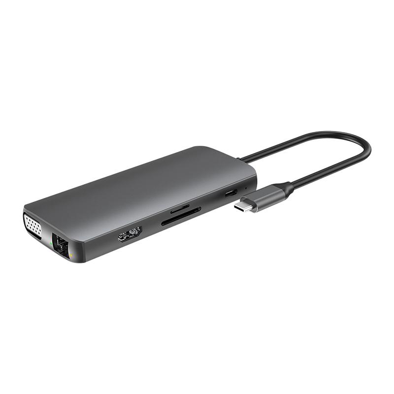 USB Hub 11 in 1 Type C USB Hubs 4K 60Hz Type C RJ45 1000M Network SD TF Card USB C Hub Adapter for MacBook PC Docking Station