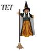 Haunted House Thrilling Surprises 180cm Halloween Props, Flying Witch Decoration with Scary Sounds & Lights, Outdoor Hanging Decor for Garden