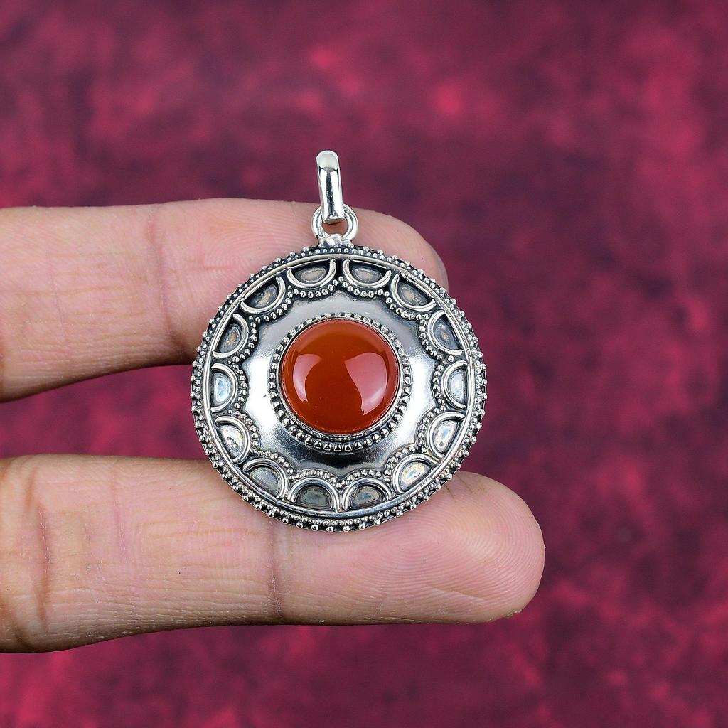 Carnelian 925 Solid Sterling Silver Pendant, Handmade Gemstone Pendant Jewelry, Gifts For Wife Brand New Pendant