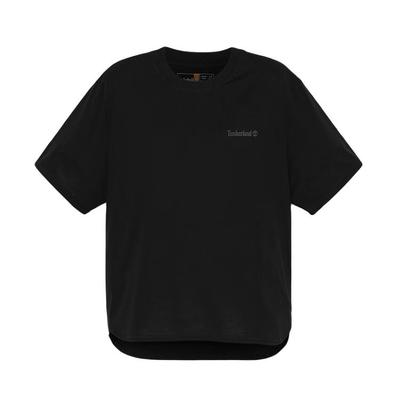 Logo Feuchtigkeitsableitend Schnelltrocknend Sonnenschutz Locker sitzendes T-Shirt Damen Oberteile Schwarz A67W1-001