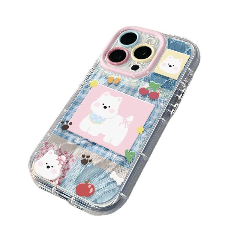 Plaid West Highland for Apple 16 Feather Cream Phone Case for IPhone 15 Promax Cartoon 14/13