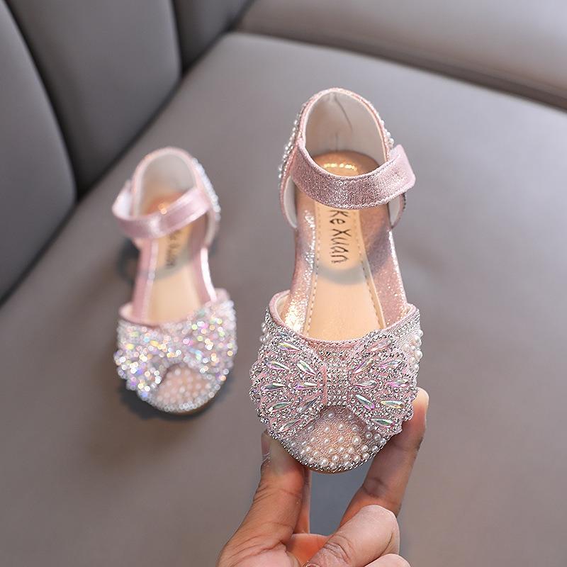 

Spring and Summer New Korean Style Girls Kids Bow Dance Shoes Princess Performance Shoes 36 рожевий