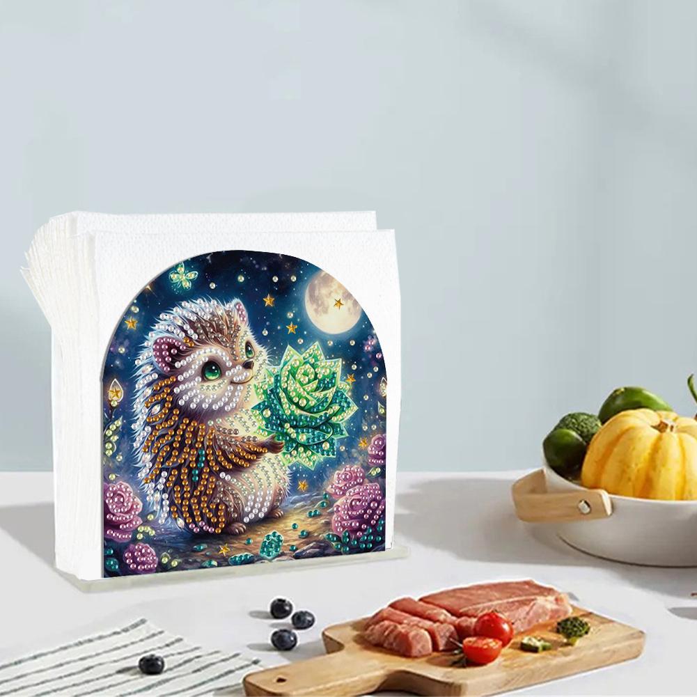 Flowers Diamond Painting Napkin Acrylic Rack Decor Diamond Painting Napkin Holder Ornament 5D DIY Diamond Art Paper Storage Rack