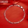 Stylish 4mm Side Chain 925 Sterling Silver Bracelet Gift Jewelry